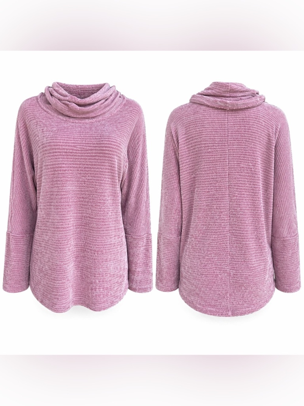 NWT Cozy Soft Girl – Chenault Dusty Rose Pink Knit Cowl Neck Sweater – Pink – L